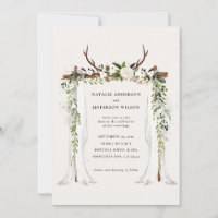 Rustic barn farmhouse stag foliage wedding invite