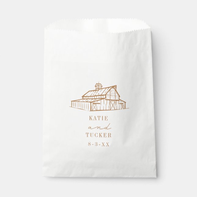 Rustic Barn Goldenrod Fall Wedding Favour Bag (Front)