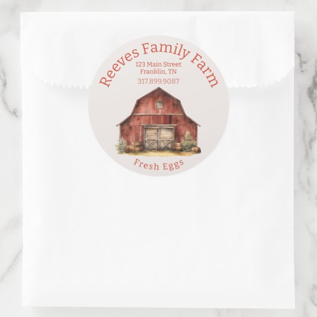 Rustic Barn Homestead Egg Label Sticker (Bag)