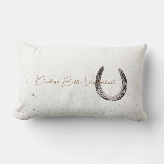 Rustic Barn Horseshoe Custom Horse Name Decor Lumbar Pillow (Front)