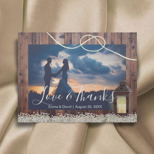 Rustic Barn Lantern Tying the Knot Photo Thank You Postcard