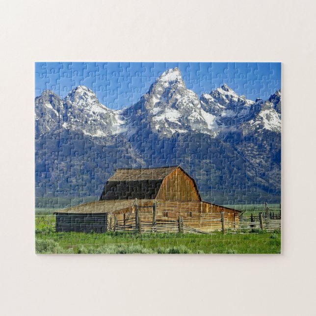 Rustic Barn Mountains Landscape Photo Jigsaw Puzzle (Horizontal)