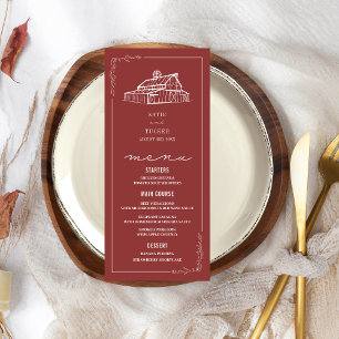 Rustic Barn Muted Red Fall Wedding  Menu