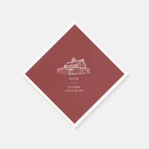 Rustic Barn Muted Red Farm Fall Wedding  Napkin