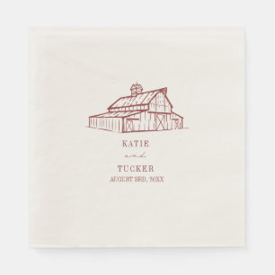 Rustic Barn Muted Red Wedding Napkin