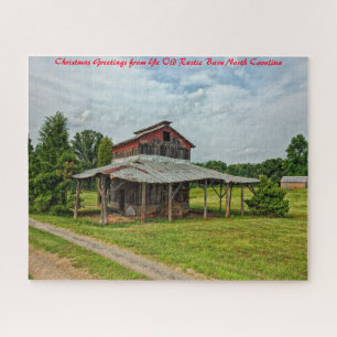 Rustic Barn North Carolina. Christmas Greetings Jigsaw Puzzle