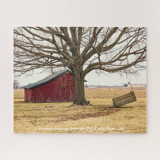 Rustic Barn Ohio.Christmas Greetings Jigsaw Puzzle (Horizontal)