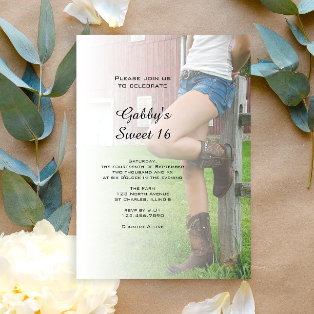 Rustic Barn Party Sweet 16 Birthday Party Invitation (Creator Uploaded)
