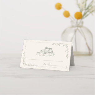 Rustic Barn Sage Green Farm Fall Wedding Place Card