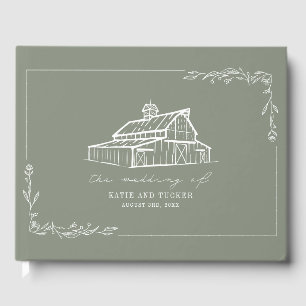 Rustic Barn Sage Green Farm Wedding Guest Book
