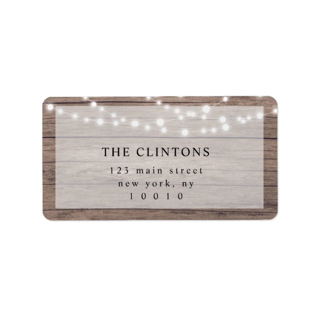 Rustic Barn String Lights Return Address Label (Front)