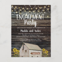 Rustic Barn Sunflower Wood Lights Engagement Party