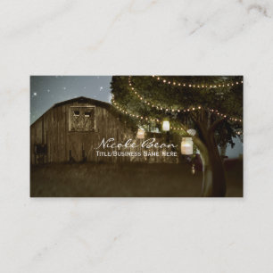 Rustic Barn & Tree String Lights Business Cards