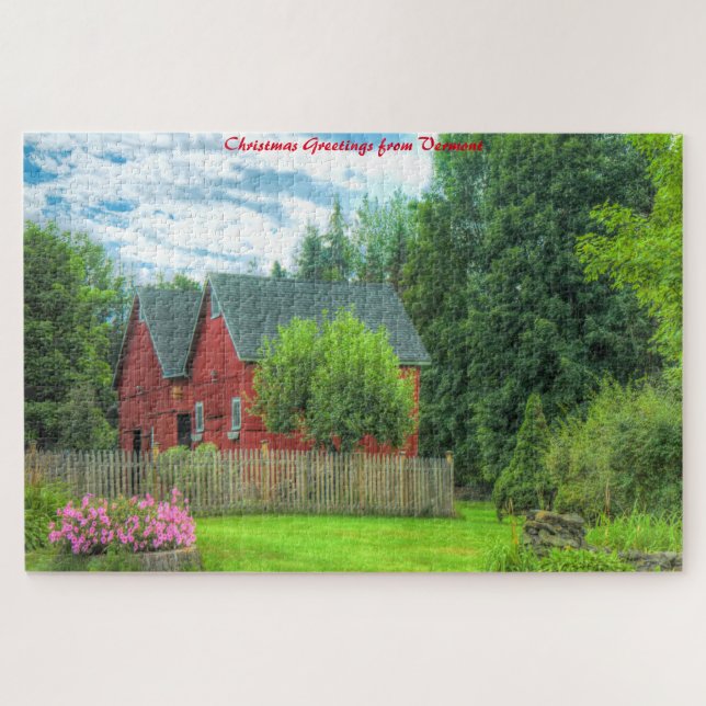 Rustic Barn Vermont.Christmas Greetings Jigsaw Puzzle (Horizontal)