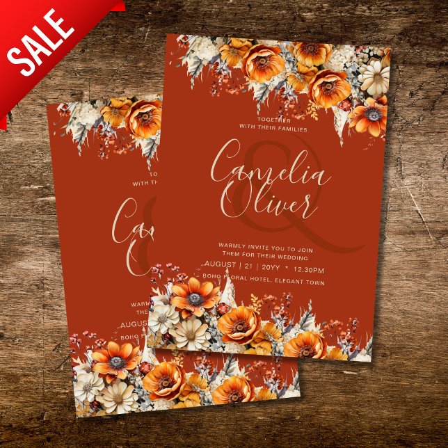 Rustic Barn Wedding | Fall Autumn Burnt Orange Invitation (Creator Uploaded)
