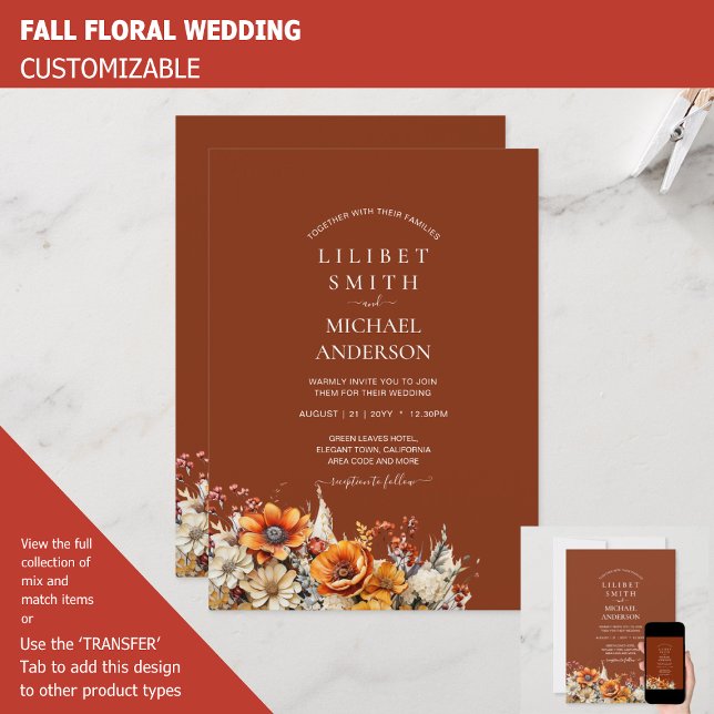 Rustic Barn Wedding | Fall Autumn Burnt Orange Invitation (Creator Uploaded)