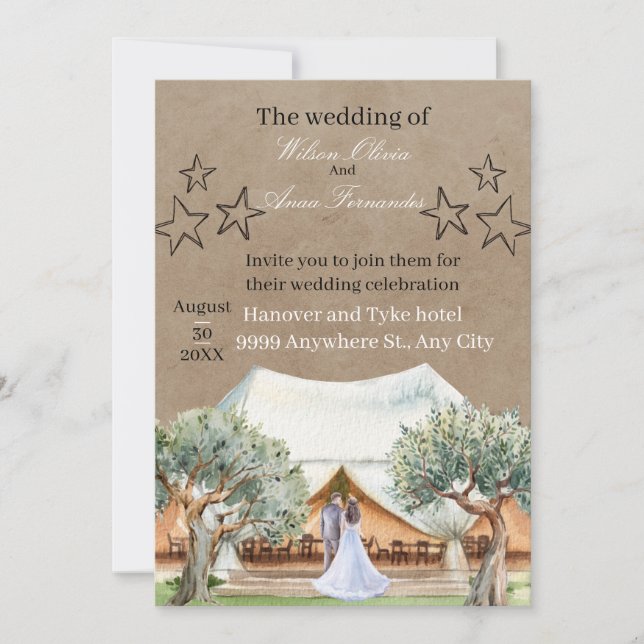 Rustic Barn Wedding Invitation Template | Watercol (Devant)