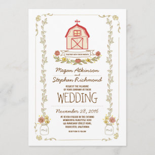 Rustic barn wedding invitations