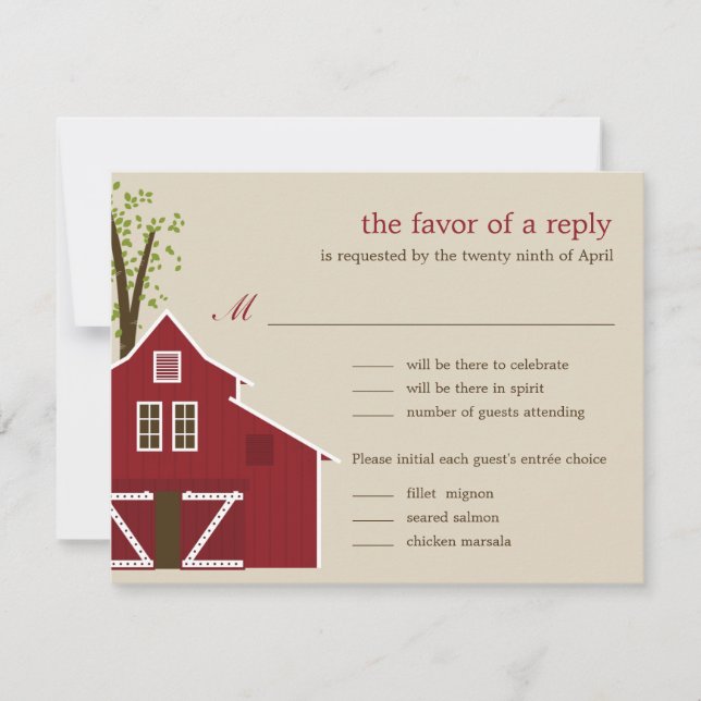 Rustic Barn Wedding RSVP Card (Front)