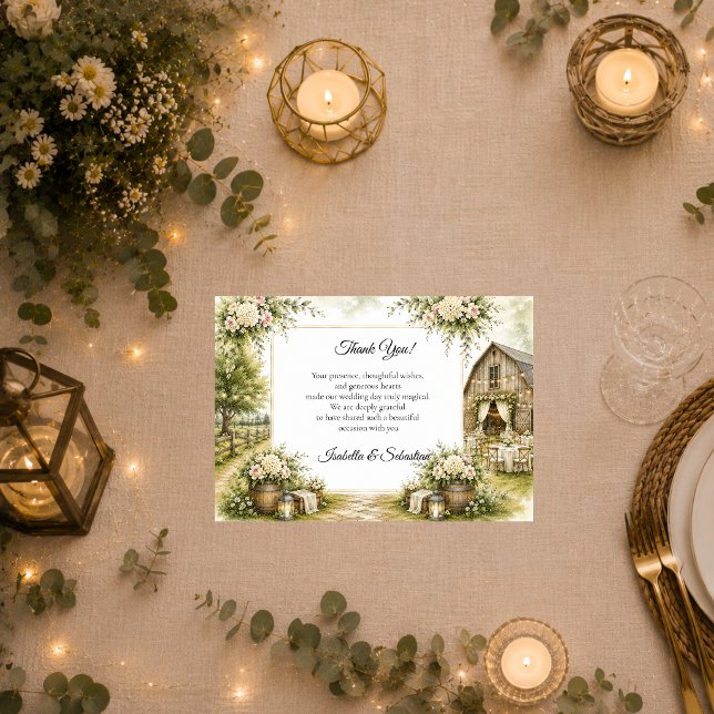 Rustic Barn Wedding Thank You Card (Creator Uploaded)