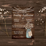 Rustic Barn Wedding Wood Mason Jar Babys Breath Invitation<br><div class="desc">This is a beautiful country rustic wedding design featuring white baby's breath florals inside a mason jar. You can customize this design further by clicking on the CUSTOMIZE IT button. I am able to design any matching item so be sure to contact me if you need something else made just...</div>