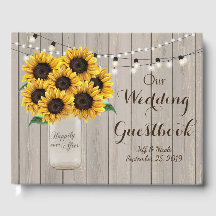 Rustic Barn Wedding Wood Mason Jar Sunflowers