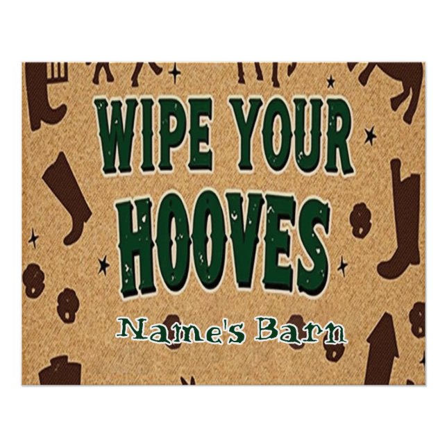 Rustic Barn Welcome Mat with Custom Name Poster (Front)
