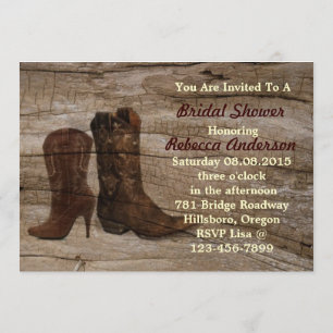 rustic barn western country cowboy bridal shower invitation