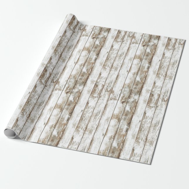 Rustic Barn White Weathered Wood Vintage Wrapping Paper (Unrolled)