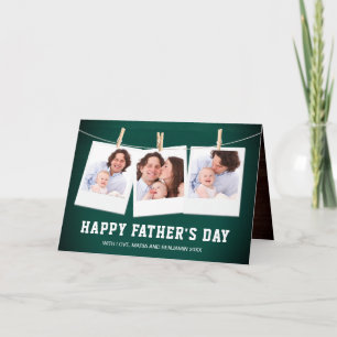 Rustic Barn Wood 3 Photo Collage Father's Day Card