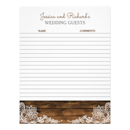 Rustic Barn Wood and Lace Wedding Guestbook Paper