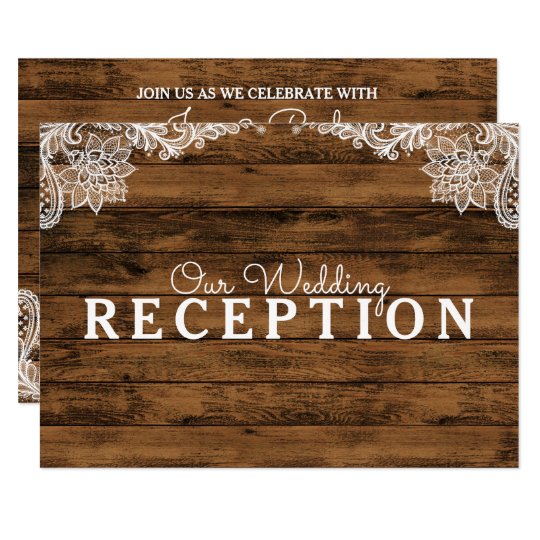 Rustic Barn Wood and Lace Wedding Reception Card