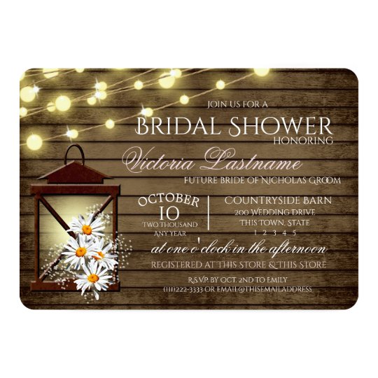 Rustic Barn Wood and Lantern with Daisies Card