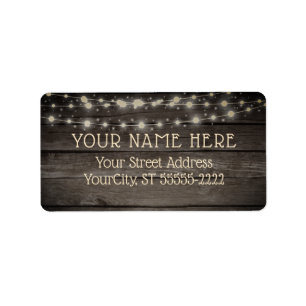 Rustic Barn Wood and String Lights Label