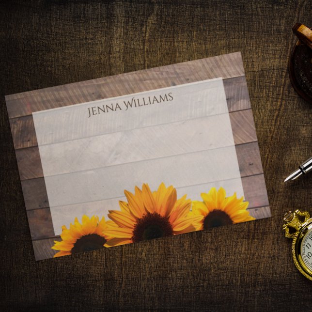 Rustic Barn Wood and Sunflowers Personalized Post-it Notes (Creator Uploaded)