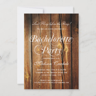Rustic Barn Wood Bachelorette Party Invitations