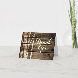 Rustic Barn Wood Birch Trees Winter Thank You Card