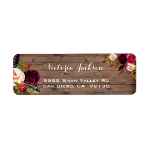 Rustic Barn Wood Boho floral address label
