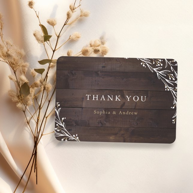 Rustic Barn Wood Boho Floral Country thank you Card (Rustic Barn Wood Boho Floral Country thank you)