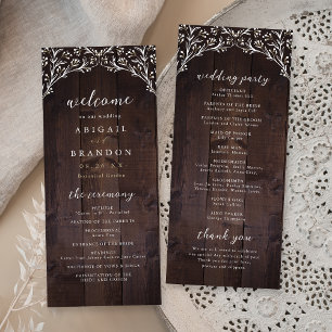 Rustic Barn Wood Boho Floral Country Wedding Program