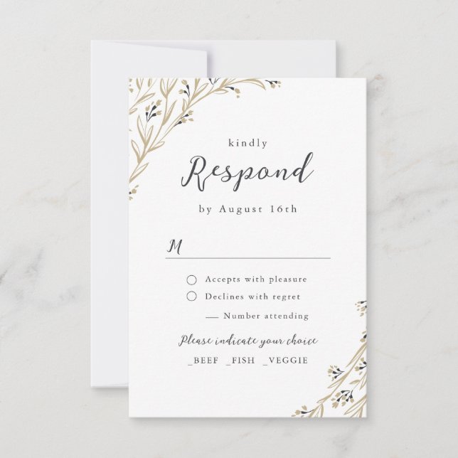 Rustic Barn Wood Boho Floral Country Wedding RSVP Card (Front)