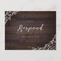 Rustic Barn Wood Boho Floral Country Wedding RSVP