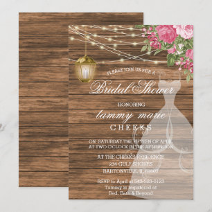 Rustic Barn Wood Bridal Shower - Mauve Pink Invitation