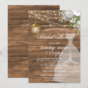 Rustic Barn Wood Bridal Shower - White Invitation