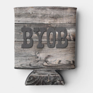 rustic barn wood BYOB Can Cooler