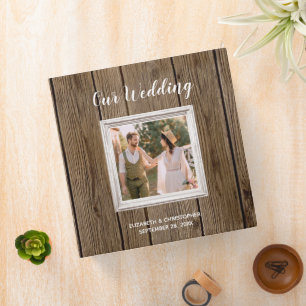 Rustic Barn Wood Calligraphy Photo Wedding Album Binder