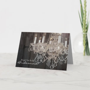 Rustic barn wood chandelier wedding invitation