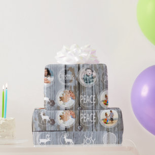 Rustic Barn Wood Christmas Family Photo Wrapping Paper