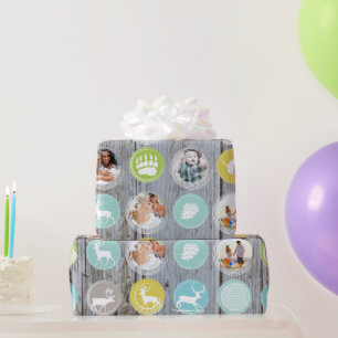 Rustic Barn Wood Christmas Family Photos Wrapping Paper