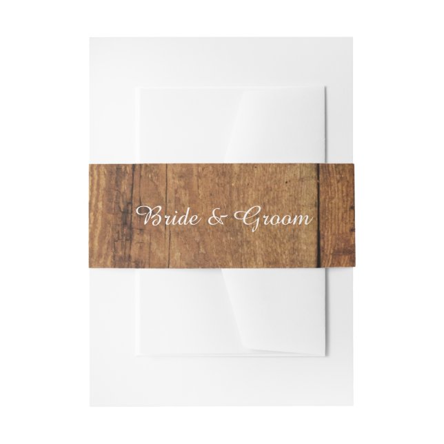 Rustic Barn Wood Country Wedding Invitation Belly Band (Front Example)